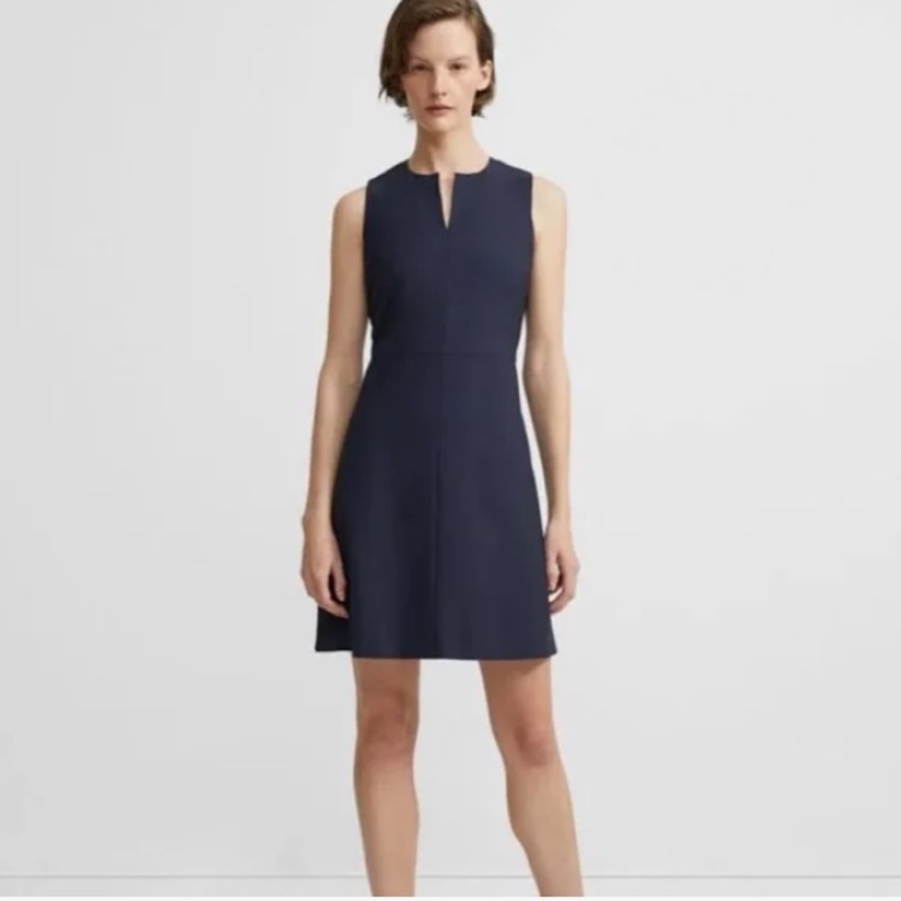 Theory Navy Miyani Wool Blend A-Line Dress 6